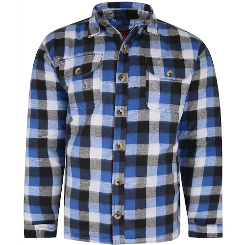 KAM Sherpa Lined Flannel Shirt Navy